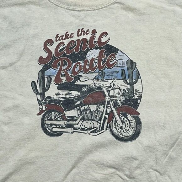 Fifth Sun MOTO Scenic Route Cropped Graphic Tee Shirt Womens Sz XL - Picture 3 of 14